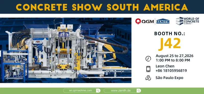 Quangong Machinery chuẩn bị trưng bày tại Triển lãm Bê tông ở São Paulo, Brazil—hãy tham gia cùng chúng tôi trong sự kiện lớn của ngành công nghiệp Nam Mỹ này.